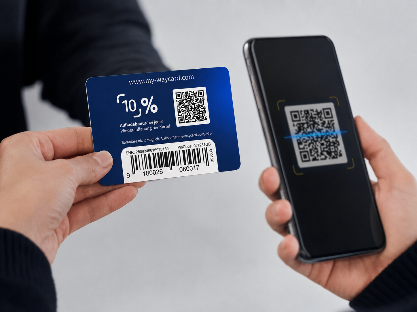 my-waycard Karte wird per Smartphone gescannt